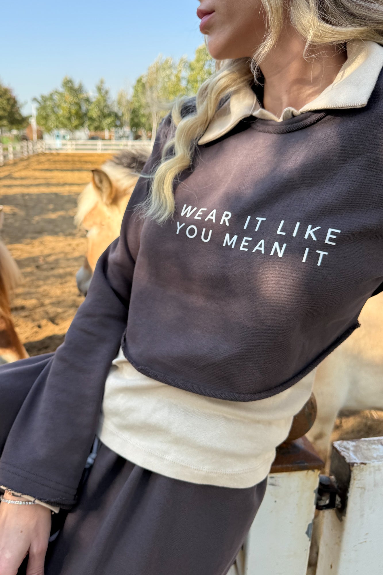 “mean it” crop brown truffle