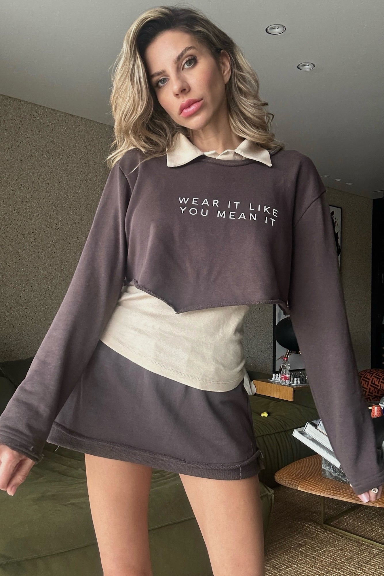 “mean it” crop brown truffle