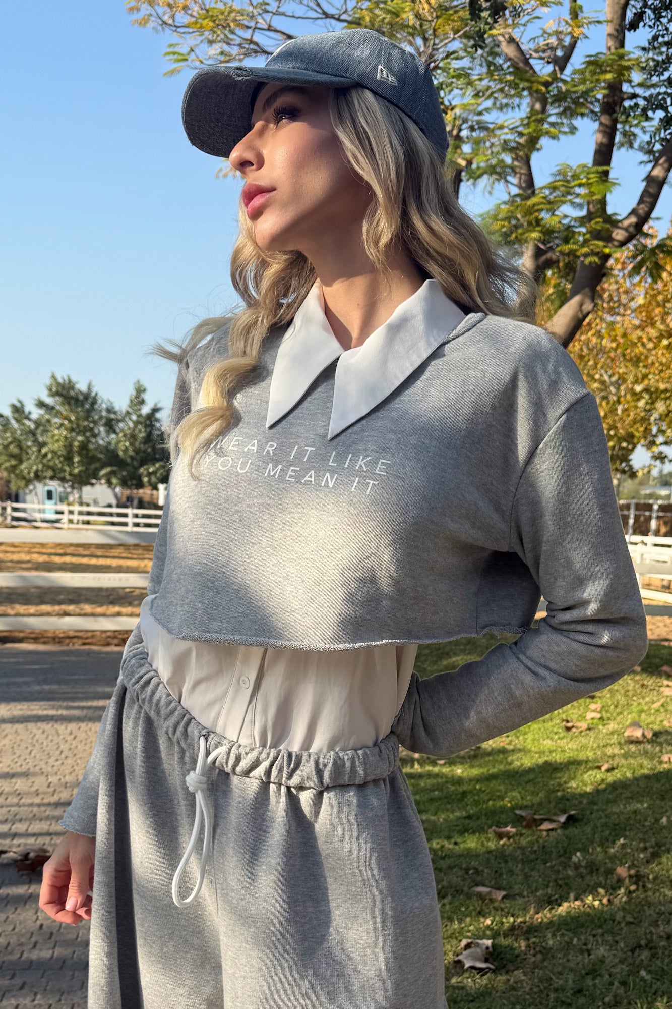 “mean it” crop melange grey