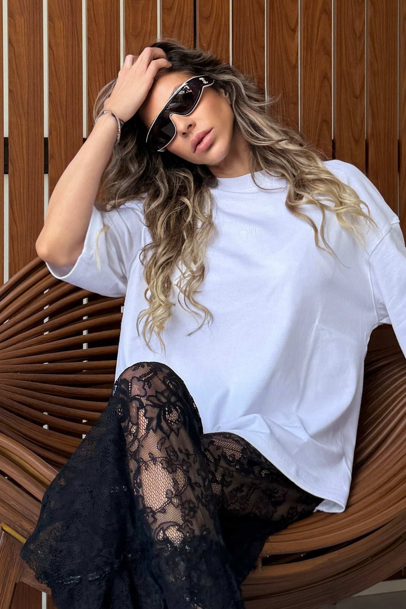 מכנס תחרה azure black